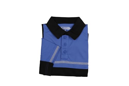 RYNO GEAR 100% Polyester Jersey Knit Two Tone Security Bike Patrol Polo Shirts (Royal Blue/Black) Medium