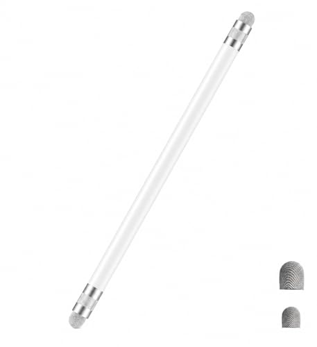 Image of Mizi 2-in-1 Stylus Pen for Touch Screens (Fibre + Fibre), High Precision Dual Fibre Tips, Universal Stylus for iPhone, iPad, Android Tablets, Samsung, Microsoft Surface - White