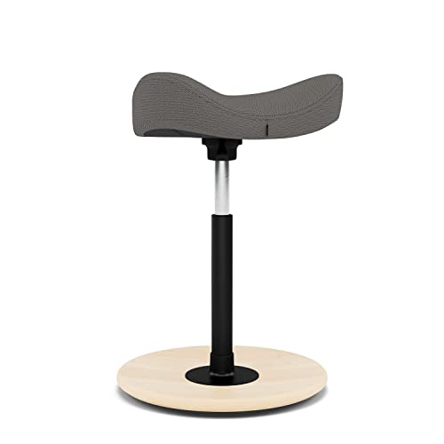 Image of Varier Move Tilting Saddle Stool (Dark Grey Revive Fabric with Natural Ash Base)