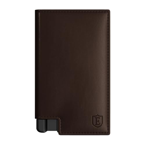 Ekster Men's Wallet PRO | RFID Blocking Parliament Leather Minimalist Wallet | Holds 14 Cards & Cash | Slim Cardholder for Men w/Push Button Designed for Quick Card Access | Brown