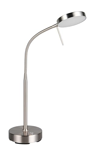Reality Leuchten Lámpara de mesa LED MORENO R54561107, Níquel mate, LED de 3 vatios, Batería con estación de carga, Sensor de regulación, Color de luz ajustable