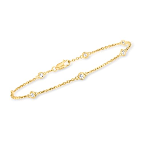 Ross-Simons 0.25 ct. t.w. Bezel-Set Diamond Station Bracelet in 18kt Gold Over Sterling