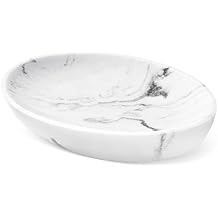 Shinowa Soap Dish, Resin Soap Saver Sponge Dish Tray Mini Storage Tray for Bathroom Bedroom Vanity Table Kitchen Counter-Top Organization, Gravel White