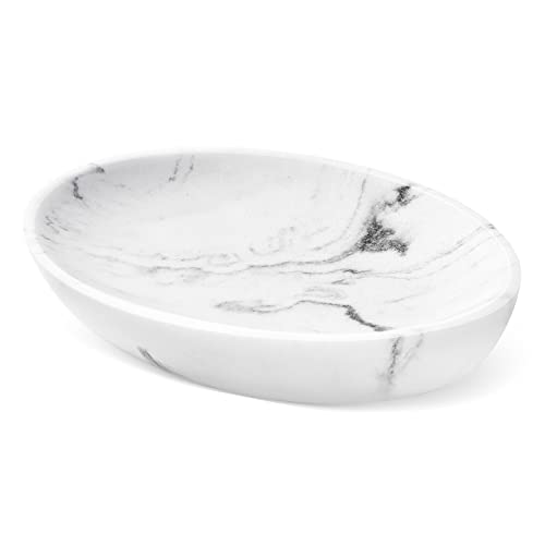 Shinowa Porte-Savon Ovalaire en Résine, Support de Savon avec Trous de Ventilation Plateau de Rangement pour Cuisine Salle de Bain Toilettes Douche pour Ranger Bougie...