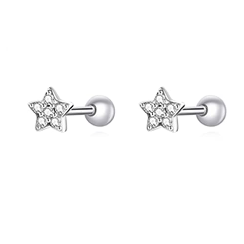 Boucles d'oreilles étoile en argent 925 clous papillon pour femmes et filles