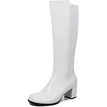 AMINUGAL Womens Go Go Boots Block Heel Round Toe Side zipper Dress Halloween Costume Knee High Boots Disco Party Boots For Women