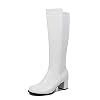 AMINUGAL Womens Go Go Boots Block Heel Round Toe Side zipper Dress Halloween Costume Knee High Boots Disco Party Boots For Women