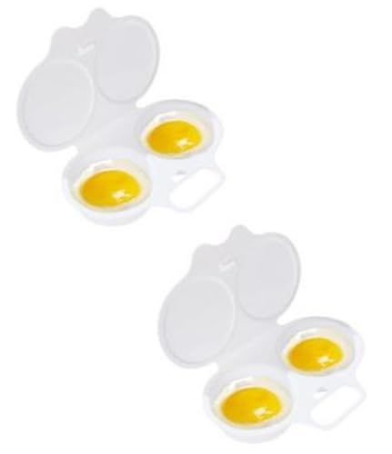 2 Pack Microwave Egg Boiler Poacher, Reusable Poached Egg Maker Microwave Egg Cooker, Microwave Poached Egg Maker Double, Nonstick Poached Egg Moulds with Lid, Home Kitchen Gadgets Multifunctional