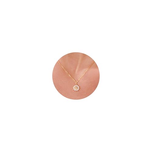 Image of KINHOPI Gold Necklaces for Women, Sunflower Pendant Necklace