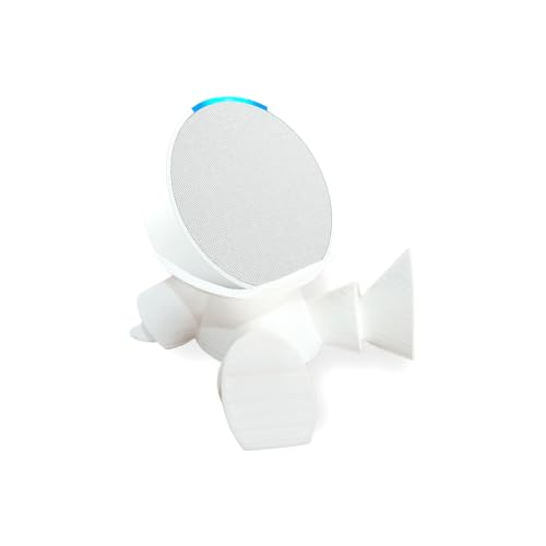 Suporte De Mesa Para Alexa Echo Pop Tema Robô Espacial (Branco)