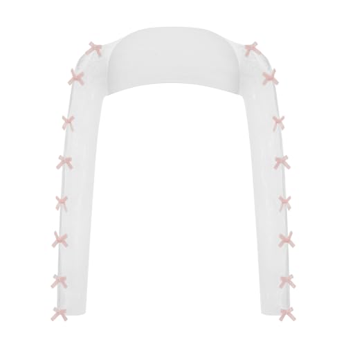 Image of Women Kawaii Lace Bolero Y2K Sheer Mesh Shrug Lolita Bowtie Fishnet Shawl Cute Sweet Arm Sleeves Y2K Accessories