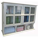 Homecharm Bamboo Bathroom Wall Cabinet, Over the Toilet, Kitchen Storage, Solid Wood, 3 Shelves, 2 Doors