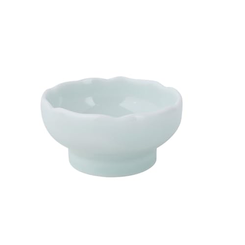 和風高台茶碗異形ソーサー豆皿セット磁器製電子レンジ対応和菓子お茶請け小鉢 (3.5"花壇ディスク曜青)