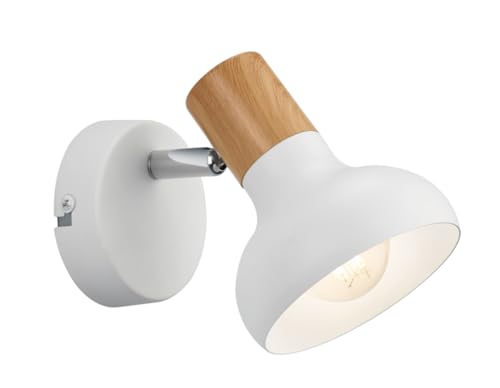 Reality Leuchten Applique murale Latika R81521031, métal blanc mat, bois synthétique, excl. 1x E14
