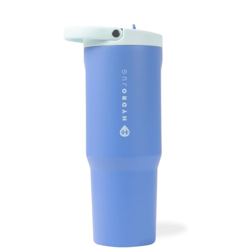 Image of HydroJug Sport - Stainless Steel Tumbler with Straw, Vacuum Insulated, 32oz Leakproof Water Bottle, Ergonomic Design, Reusable, Dishwasher Safe, Rubber Base, Durable for Gym or Outdoors, Riptide