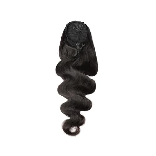 Mujeres Extensiones de cola caballo cabello humano ondulado for mujer con clip y cordón ajustable Uso diario(22inches)