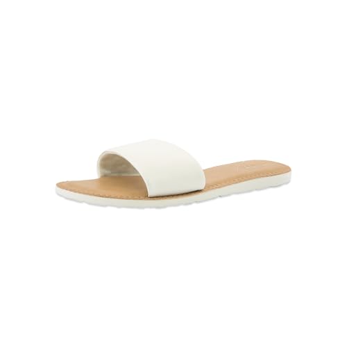Image of Volcom Women's Simple Slide Sandals - Cushioned Synthetic Leather Strap Slides With Padded Footbed