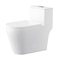 Casta Diva Elongated One Piece Toilet with 17" ADA Comfort Chair Height Seat Compact Toilet for Bathroom Dual Flush 1.1/1.6GPF, 12'' Rough-in, Dual Flush Toilet Button Golden