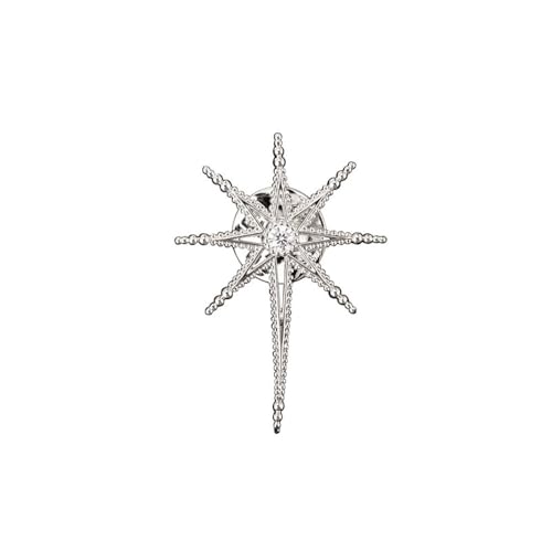 Image of Creative Octagram Star Brooch Pin Eight Awn Star Snowflake Zircon Badge Pins for Clothes Hats Elegant Suit Lapel Pin Shirt Collar Pin Jewelry Gifts for Women Men