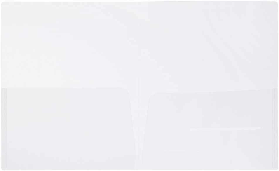 JAM PAPER Plastic Light Weight Flexible Two Pocket Presentation Folders - Clear - 12/Pack