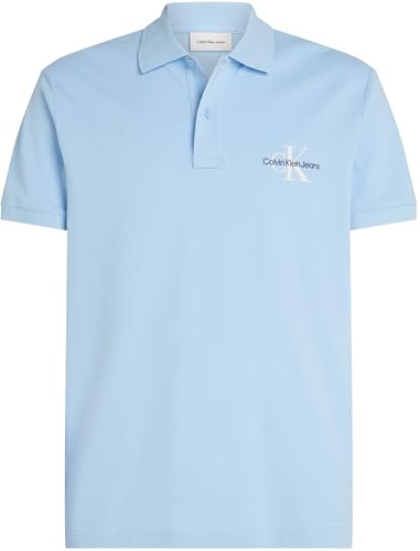 Calvin Klein Herren Poloshirt Kurzarm Monologo Regular Fit, Blau (Blue Bell), XS – Ansicht 5
