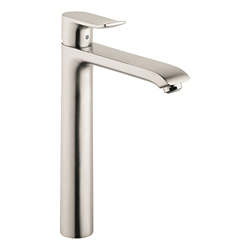 hansgrohe Metris Modern Upgrade Easy Install 1-Handle 1 5-inch Tall Bathroom Sink Faucet in Brushed Nickel, 31082821