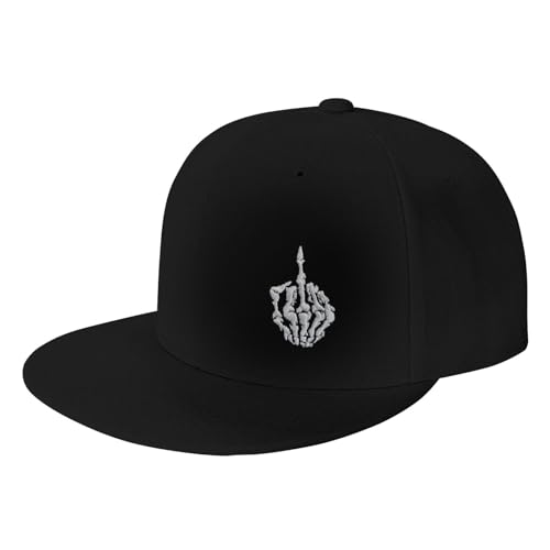 Image of Skeleton Hand Shows Horned Hand Embroidery Skull Finger Rock Baseball Cap Adjustable Snapback Roll Unisex Cool Hat