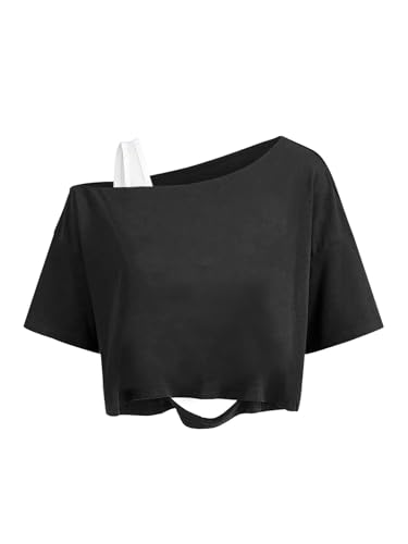 Remidoo Womens Off The Shoulder T Shirt Short Sleeve Crop Top