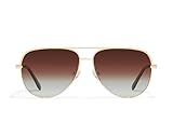 Quay - Sunglasses for Men & Women, Polarized Aviator Lenses with UV Protection, Oversized Sunglasses (High Key Large, Gold)