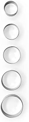 Set of 5 Stainless Steel Cookies Cutter Set Round Shape Biscuit Cake Decorations Cupcakes Cases Metal Molds for Kitchen Halloween Christmas Circle Biscuit Cutters for Making Donut Pies
