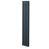 Radiador De Columna Ovalada 1600mm x 240mm Vertical | Gris Antracita | Acero | Montado en pared | Kit de fijación y soportes + Cepillo de limpieza GRATIS | Calefacción estufa calefactor