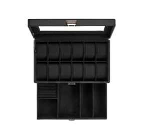 ProCase 腕時計ケース 14本 PU製 ウオッチボックス 男女兼用 収納ボックス アクセサリーケース アクセサリー 収納 ディスプレイ 小物整理 誕生日 記念日プレゼント -ブラック