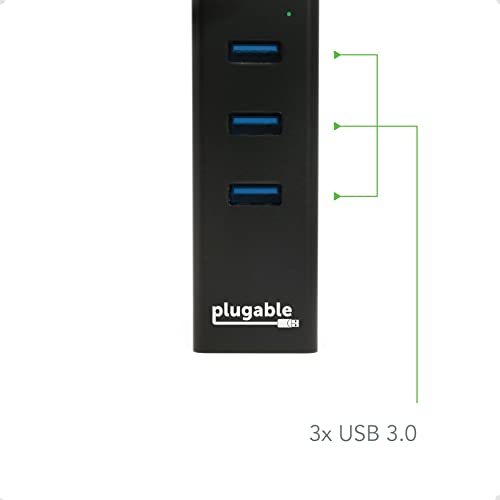 Plugable Usb Hub With Ethernet, 3 Port Usb 3.0 Bus Powered Hub With Gigabit Ethernet Compatible With Windows, Macbook, Linux, Chrome Os, Includes Usb C And Usb 3.0 Cables #TOP2