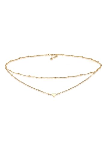 Collier ras du cou femme argent 925 effet superposé pendentif coeur