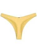 RELLECIGA Women's Lemon Yellow High Cut Thong Bikini Bottom Size Medium