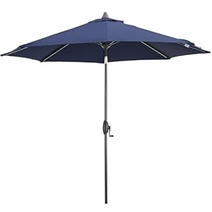 Ulax 9Ft Patio Umbrella, Outdoor Market Table Umbrella with Push Button Tilt&Crank, Non-Rust Aluminum Frame Sun Umbrella with USA 5-Year-Non-Fading Sunbrella Fabric (Canvas Navy)