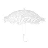 Fafeicy Spitzenschirm, Mini-Tanz-Deko-Regenschirm für Kinderaufführungen, 44,5 X 47,5 cm, Weißer Stickerei-Regenschirm mit Edelstahlrahmen, Foto-Requisiten, Hochzeitsfeier-Dekoration (51239 weiß)