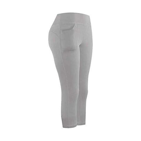 Linkay 2020 New Fitness Yoga Trousers High Waist Hips Stretch Leggings Running Fitness Jogging Weight Loss Fitness Pilates Stretch Sports Pants (Gray, L) Cover
