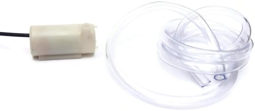 Electronic Spices Mini Water Pump DC 4V 12V Micro Submersible Motor Pump + 1M Clear Vinyl Tubing Flexible PVC Tubing for Fish Tank Fountain Aquarium Garden Plant Flower (1 PUMP + 1 M PIPE) (Pack of 2)