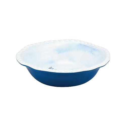 UPware 12 Piece Coastal Lighthouse Melamine Dinnerware Sets, Outdoor Dishes Set, Plates and Bowls Sets, Service for 4, Blue