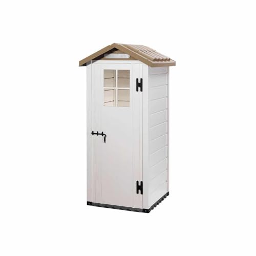 GARDIUN KSP38200 - Caseta de Resina Tuscany Evo 80 1 m² 97x97x203 cm Blanco/Beige