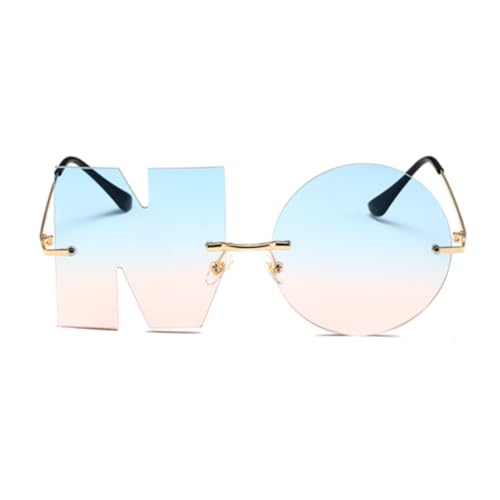 Image of ENTHYI Letter NO Party Rimless Irregular Design Sunglasses For Men /Women UV400 Streetwear Eyewears