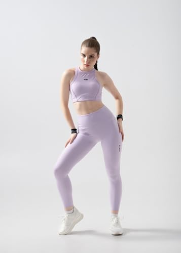 Image of STRCH Women's High Rise Leggings with Side Pocket | Nylon Stretch Gym Tights | Workout, Yoga, Running & Training Activewear | Ankle Length