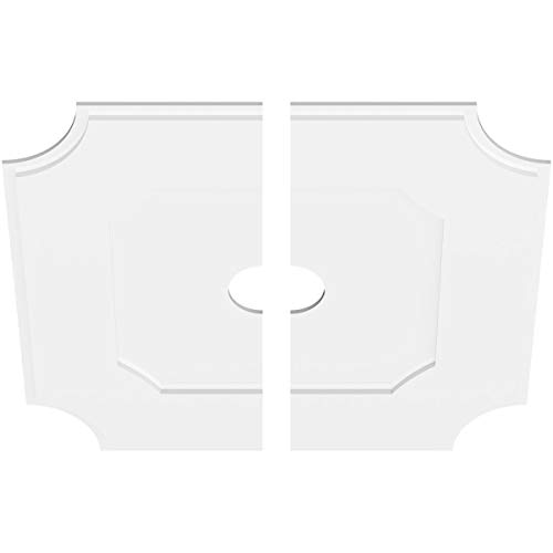 Image of Ekena Millwork CMP36LE2-05000 Locke Architectural Grade PVC Contemporary, Two Piece Urethane Ceiling Medallions 36 inchOD x 5 inchID x 21 1 /2 inchC x 1 inchP