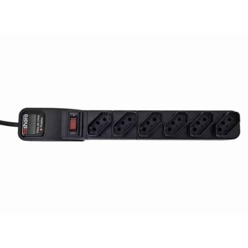 Filtro De Linha Ts Shara + Protetor 6 Tomadas 1,5m - 554 Preto Bivolt