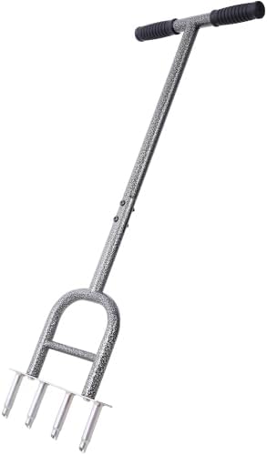 Lawn Coring Aerator, 4 Corer Plug Aerator Tool with Soft Rubber Grip, Manual Grass Aerating Tool, Garden Tool & Cleaning Hand Tool for Loosening Soil and Improving Lawn Health