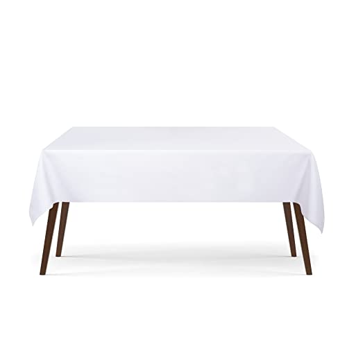 Ramanta Home 60x84 Inch White Rectangle Tablecloth – Washable Polyester Fabric Table Cloth –...