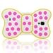 I Need Lovely 3D Pink Dots Yellow Frame Bow-knot Soft Silicone Case Cover Compatible for Samsung Galaxy S4 I9500(White)