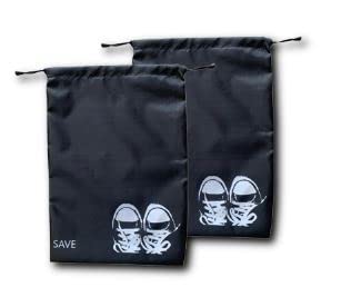 SAVE Water and Dust Resistant Shoe Bags | Suitable for All Type and Shoe Sizes | High Tops, Sport, Heels, Cosmetics and More (Black, 2)