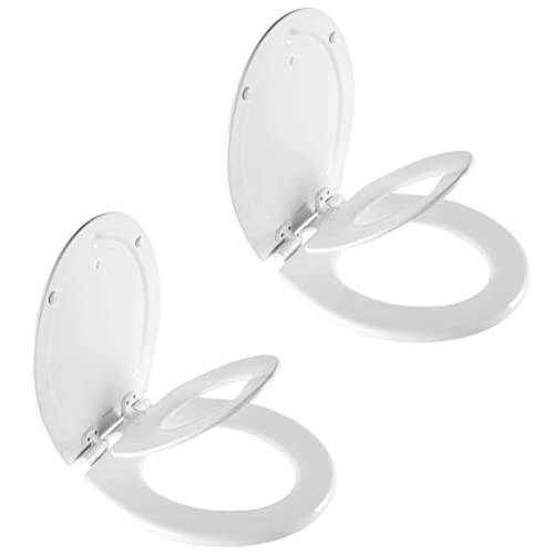 Image of Mayfair NextStep2 Toilet Seat with Built-In Potty Training Seat, Slow-Close, Removable that will Never Loosen, Round, White, 2-Pack